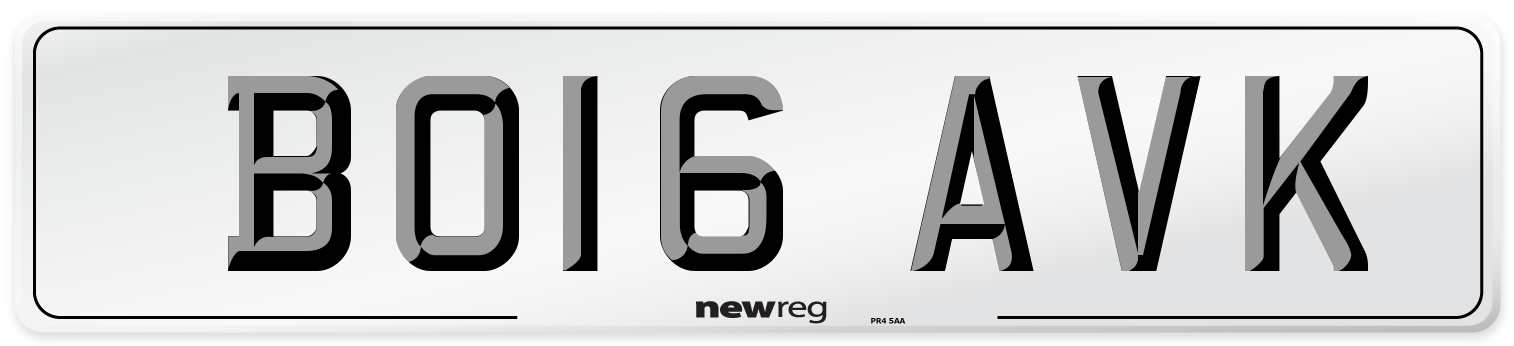 BO16 AVK Number Plate from New Reg